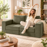 HOMCOM Schlafsofa 4-in-1 Schlaffunktion ausziehbar Klappsofa Kissen 2 Sitzer Grün – Produktabbildung 10