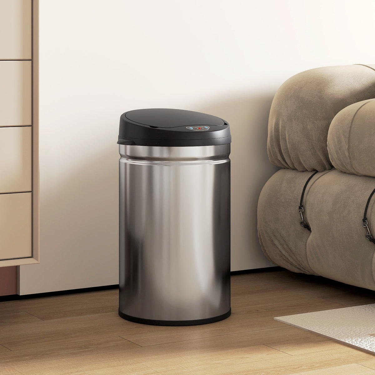 HOMCOM 30 Liter Sensor-Mülleimer mit Soft-Close-Funktion, berührungsfreier Abfalleimer aus Edelstahl für – Produktabbildung 2