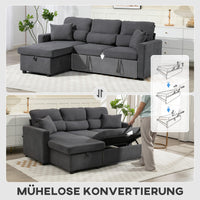 HOMCOM Verstellbares Bettsofa, L-förmiges Gästesofa mit Bettfunktion, Stauraum, Kissen, für Wohnzimmer – Produktabbildung 5