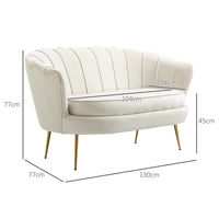 HOMCOM Vintage 2-Sitzer Sofa, Couch, Polstermöbel, Samtoptik, bis 150 kg, Creme/Gold – Produktabbildung 3