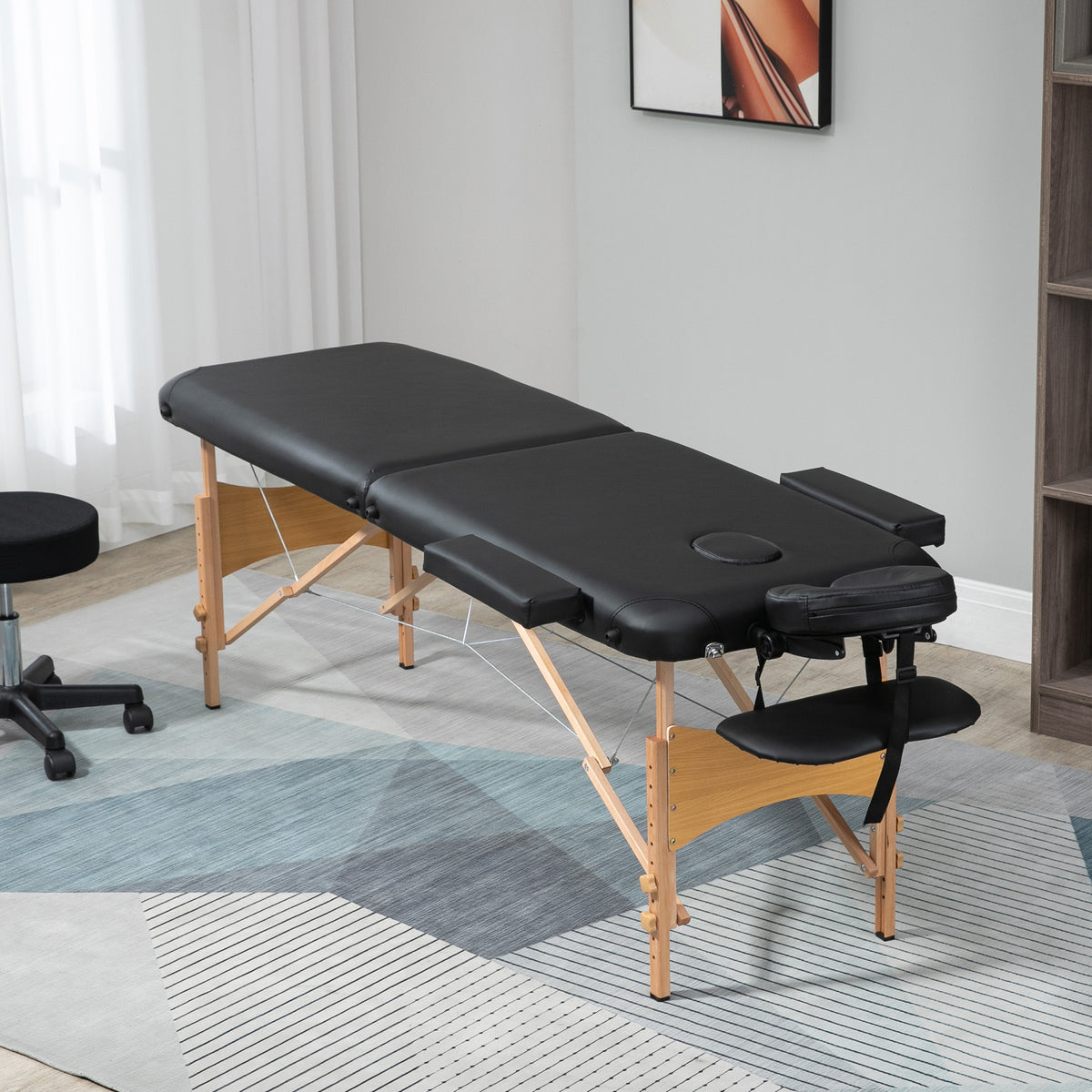 HOMCOM Massagetisch, klappbare Massageliege, höhenverstellbare Massagebank für Spa, Salon, Kunstleder – Produktabbildung 2