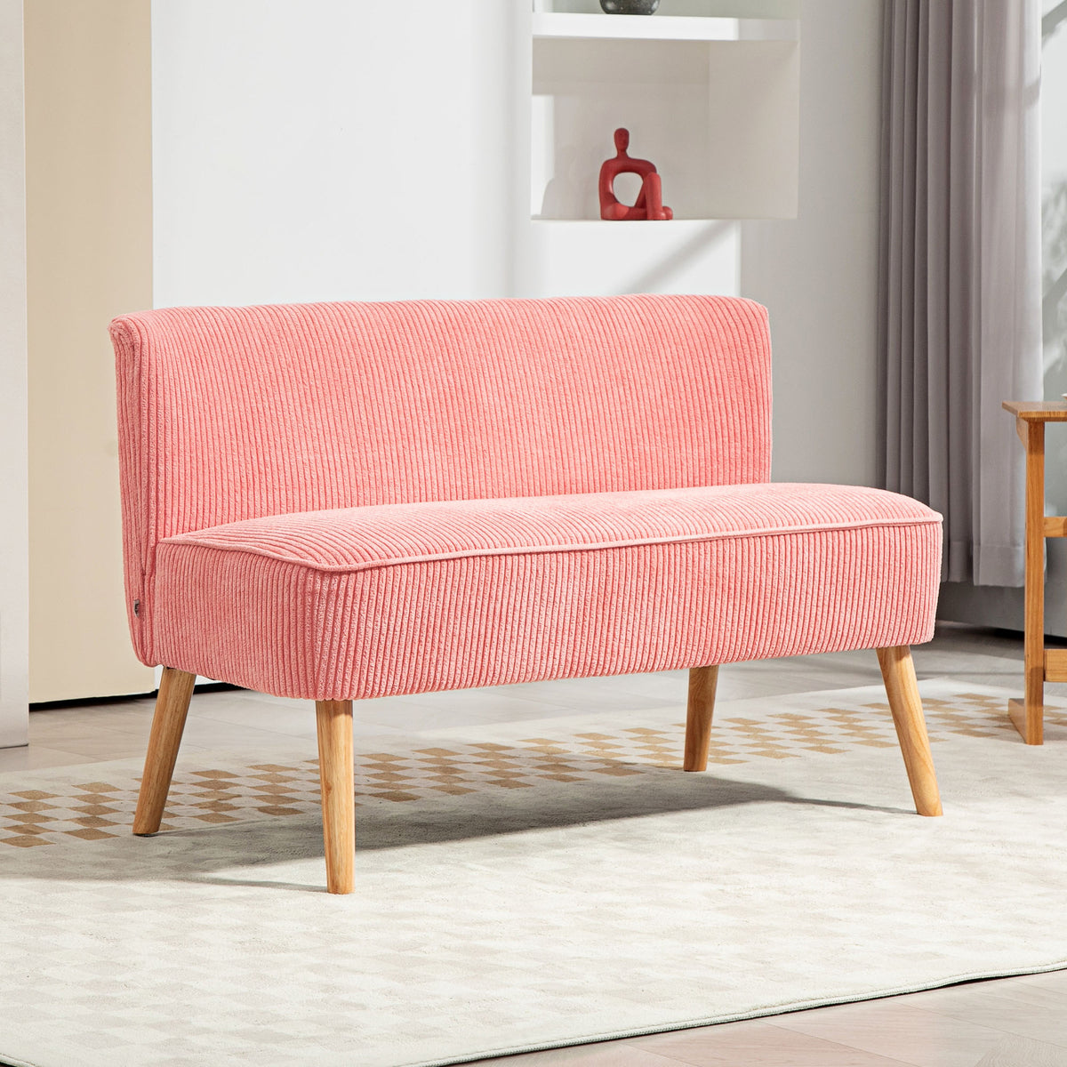 HOMCOM Zweisitzer-Sofa, elegantes Skandi Design, massiver Holzrahmen, bis 150 kg, 117 x 56,5 x 77 cm – Produktabbildung 2