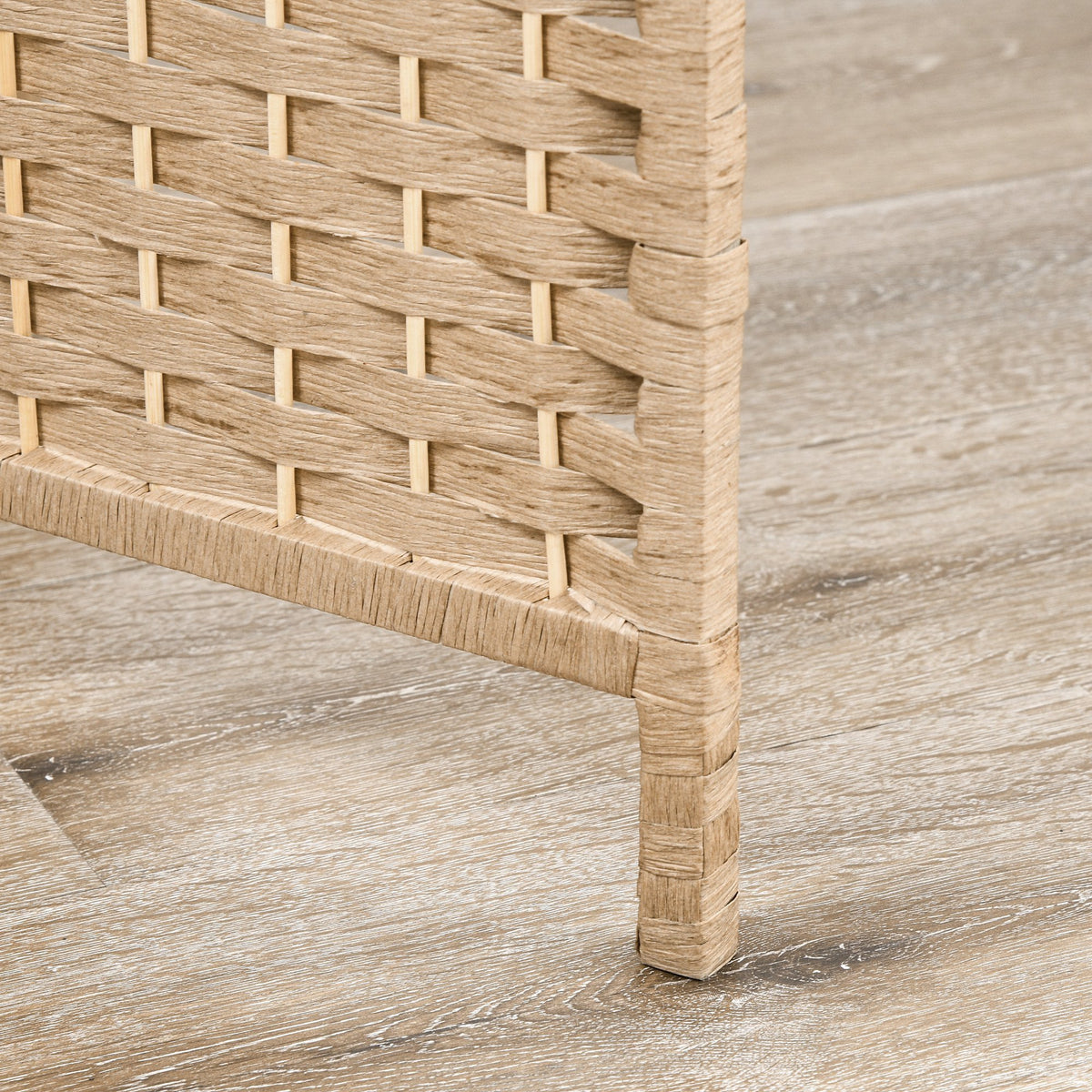 HOMCOM 4-teiliger Paravent, 160 x 170 cm, faltbare Trennwand mit 2 Regalen, Naturholz – Produktabbildung 9