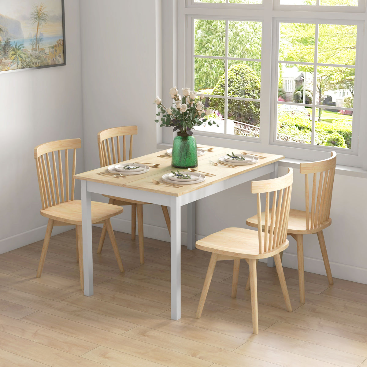 HOMCOM Esstisch, 120 x 75 cm Küchentisch mit Landhaus-Stil für 4 Personen, Holztisch für Wohnzimmer – Produktabbildung 2