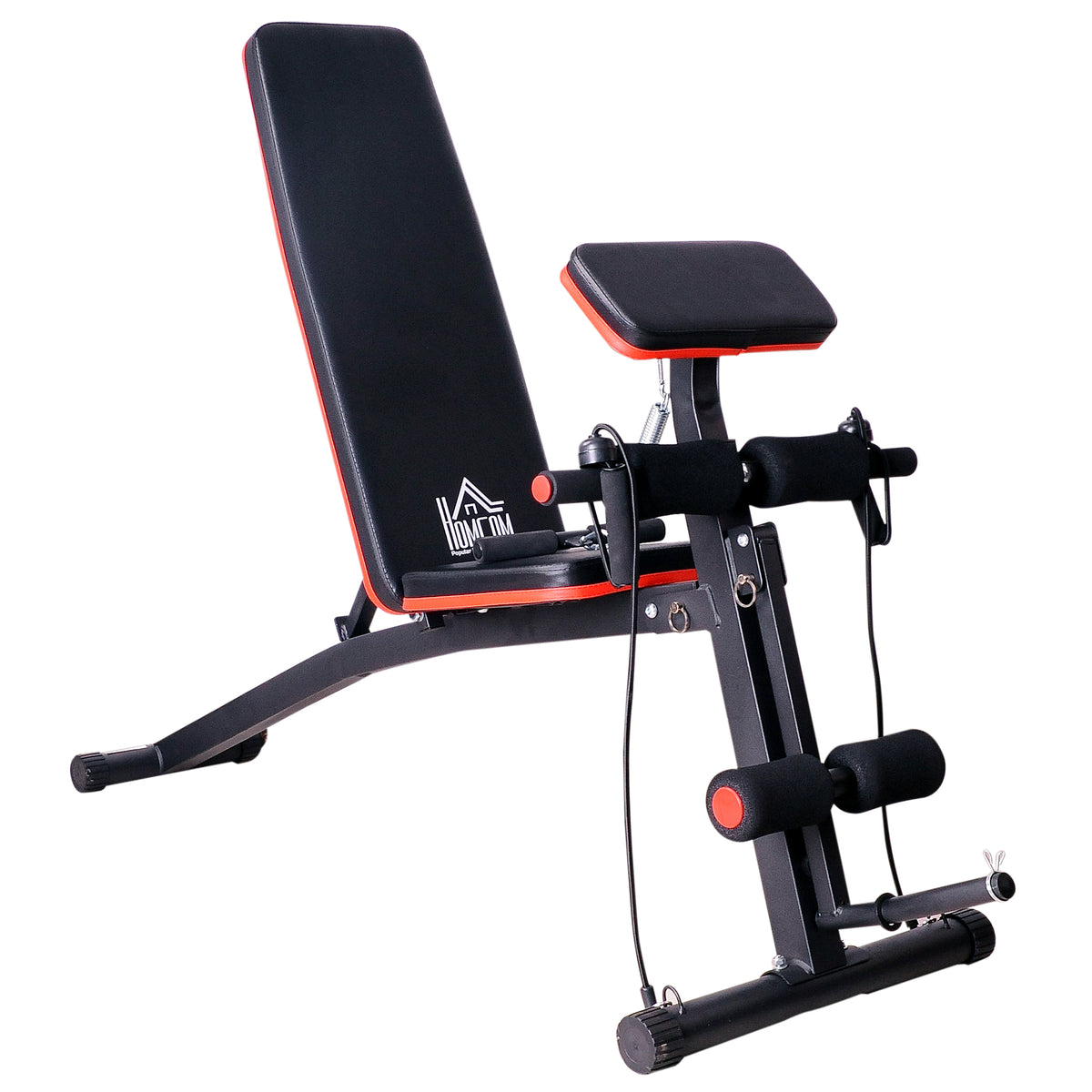 HOMCOM Multifunktion Hantelbank Kraftstation mit Feder Booster Trainingsbank Gewicht bis 120kg Schwarz 54 x