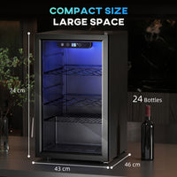 HOMCOM Weinkühlschrank 24 Flaschen, 68 Liter Kapazität, 4–16 °C Standgerät für Getränke, Bier und Wein – Produktabbildung 3