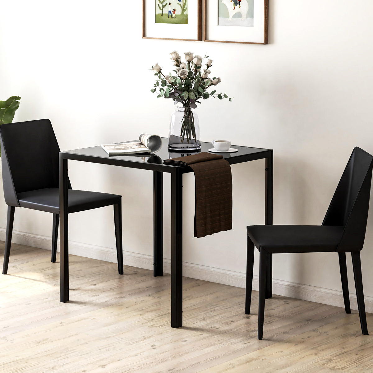 HOMCOM Quadratischer Esstisch für 4 Personen, Tischplatte aus Hartglas, für Küche und Esszimmer, 75 x 75 – Produktabbildung 2