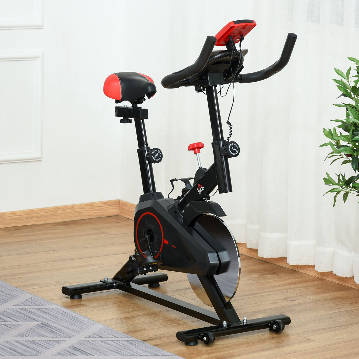 HOMCOM Indoor Cycling Bike Trainer Home Gym Fahrradtrainer Fitnessfahrrad 85 x 46 x 114 cm – Produktabbildung 2
