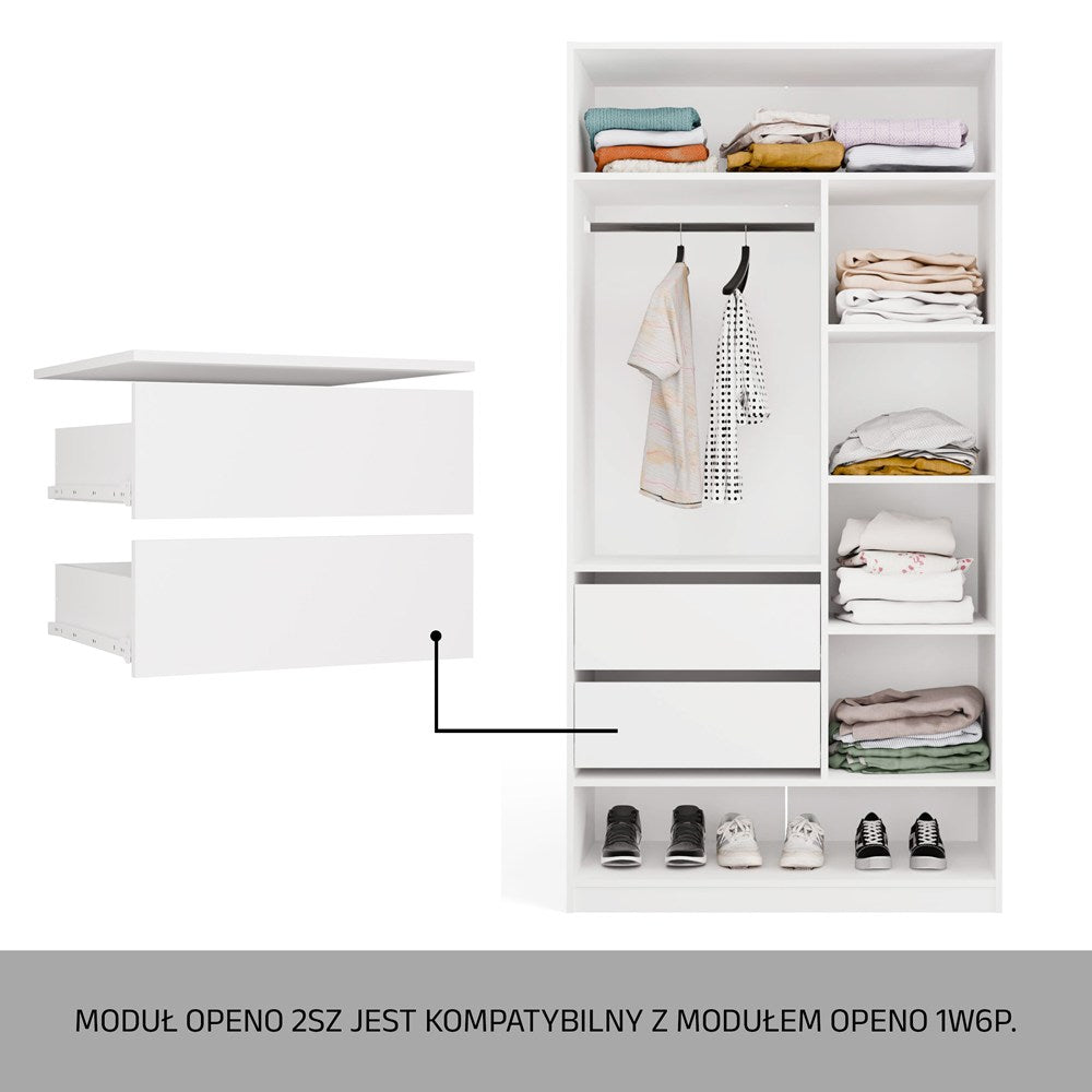 Schubladenmodul OPENO 2SZ 2 Schubladen WEISS für Garderobe Schlafzimmer – Produktabbildung 2