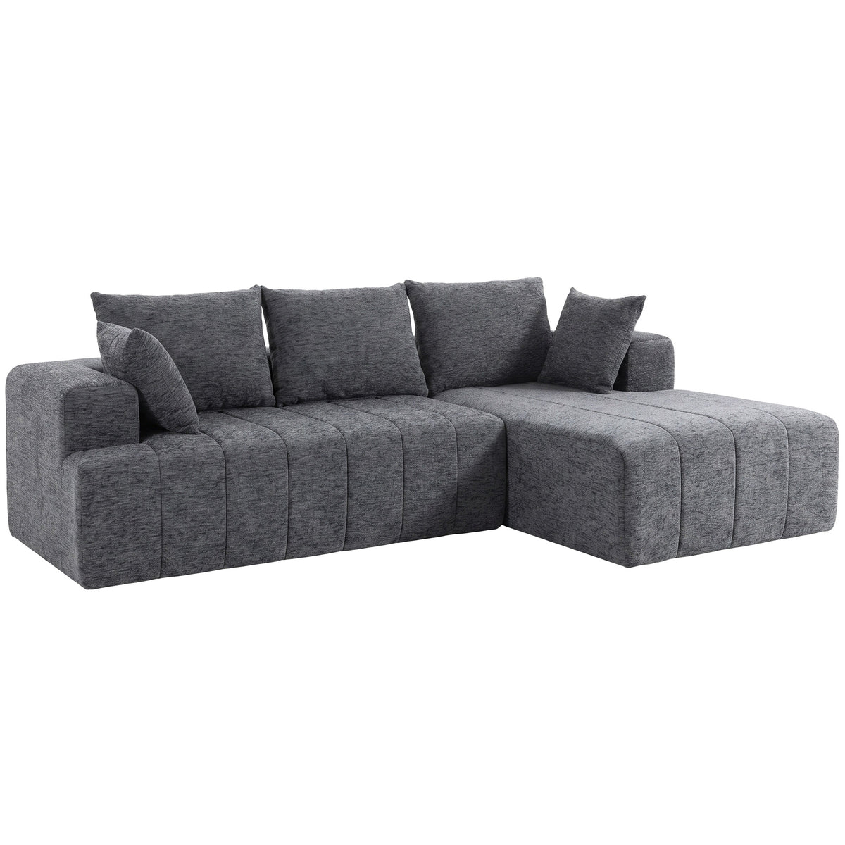 HOMCOM 3-Sitzer Ecksofa in L-Form mit Ottomane, wandelbares Chenille-Cloud-Schlafsofa mit