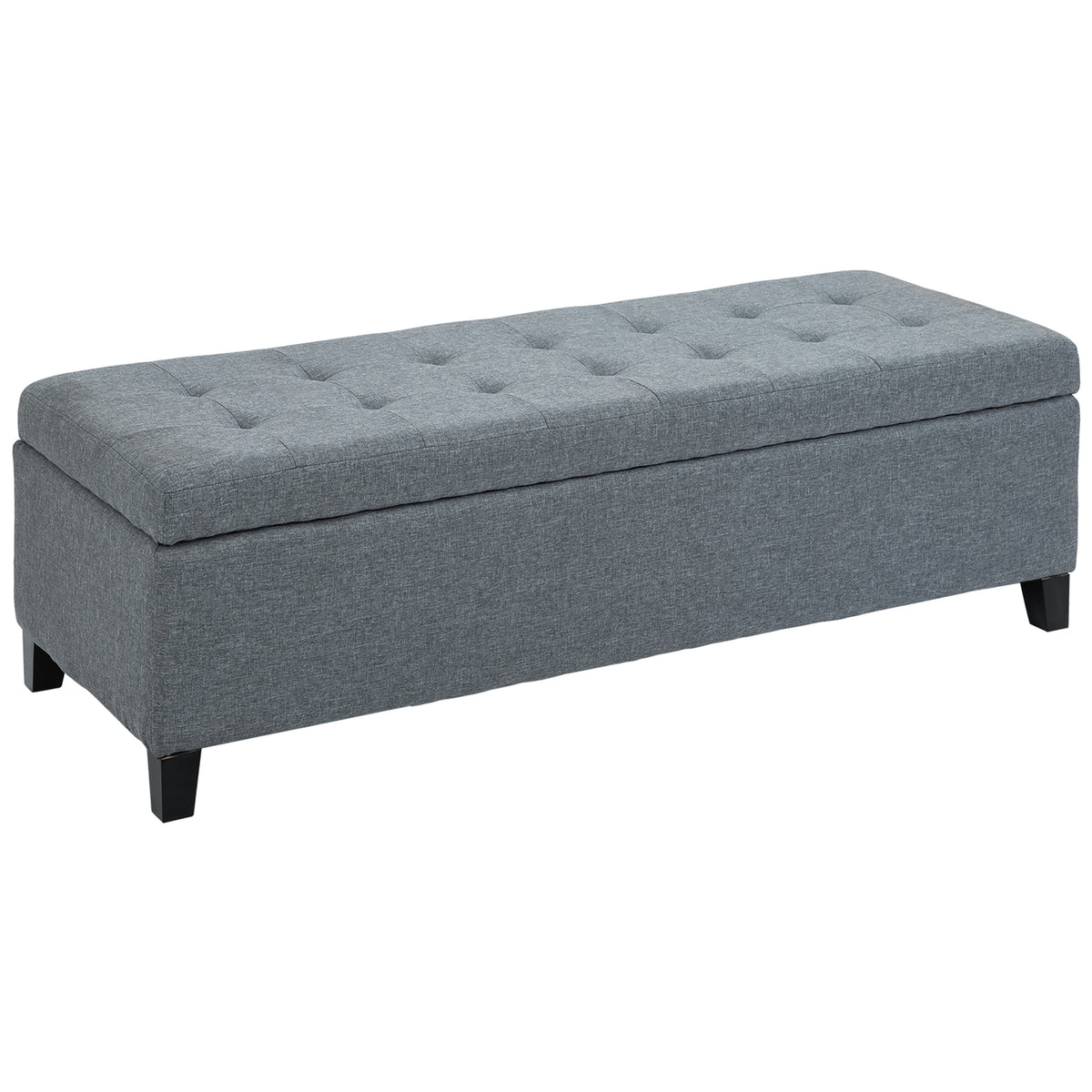 HOMCOM Sitzbank mit Stauraum, Ottomane, Flurbank, Knopfheftung,125,1 cm x 48,9 cm x 41,3 cm, Grau