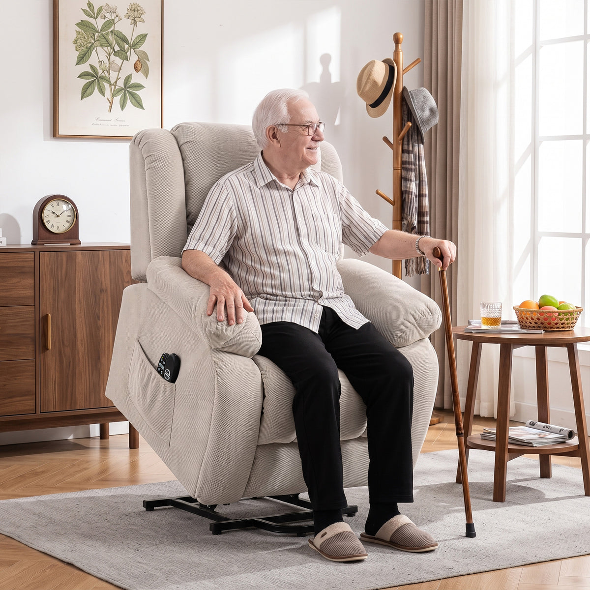 HOMCOM Fernsehsessel mit Massage- und Wärmefunktion, Elektrischer Aufsteh-Sessel, Fernbedienung – Produktabbildung 2