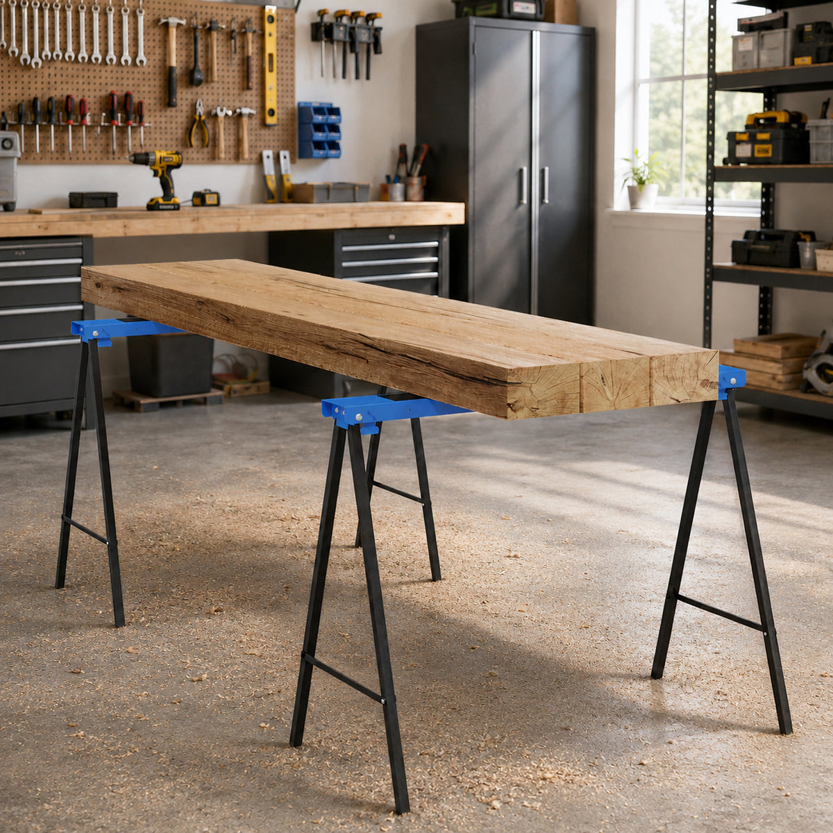 2er-Set Arbeitsbock, Handwerks-Ständer, bis zu 250 kg belastbar, Metall, Blau – Produktabbildung 2