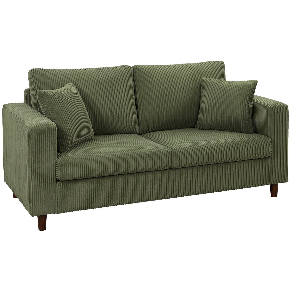 HOMCOM 2-Sitzer-Cordsofa mit breiter tiefer Sitzfläche und Federkernpolster, grün