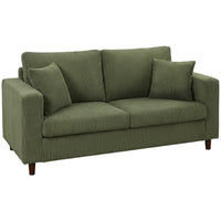 HOMCOM 2-Sitzer-Cordsofa mit breiter tiefer Sitzfläche und Federkernpolster, grün