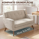 HOMCOM 2 Sitzer 118 cm Couch mit Cord-Optik, Knopfheftung Bequeme Modernes Polstersofa mit Holzbeinen – Produktabbildung 6