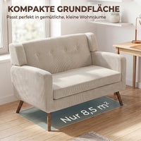 HOMCOM 2 Sitzer 118 cm Couch mit Cord-Optik, Knopfheftung Bequeme Modernes Polstersofa mit Holzbeinen – Produktabbildung 6