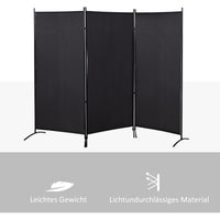 HOMCOM Raumteiler, 3-teiliger Sichtschutz, Raumtrenner mit Metallrahmen, Schwarz – Produktabbildung 8