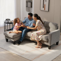 HOMCOM Ecksofa, Eck-Couch mit umkehrbarer Chaiselongue, Sofa in L-Form, Bezug in Leinenoptik, 186 x 130 – Produktabbildung 8