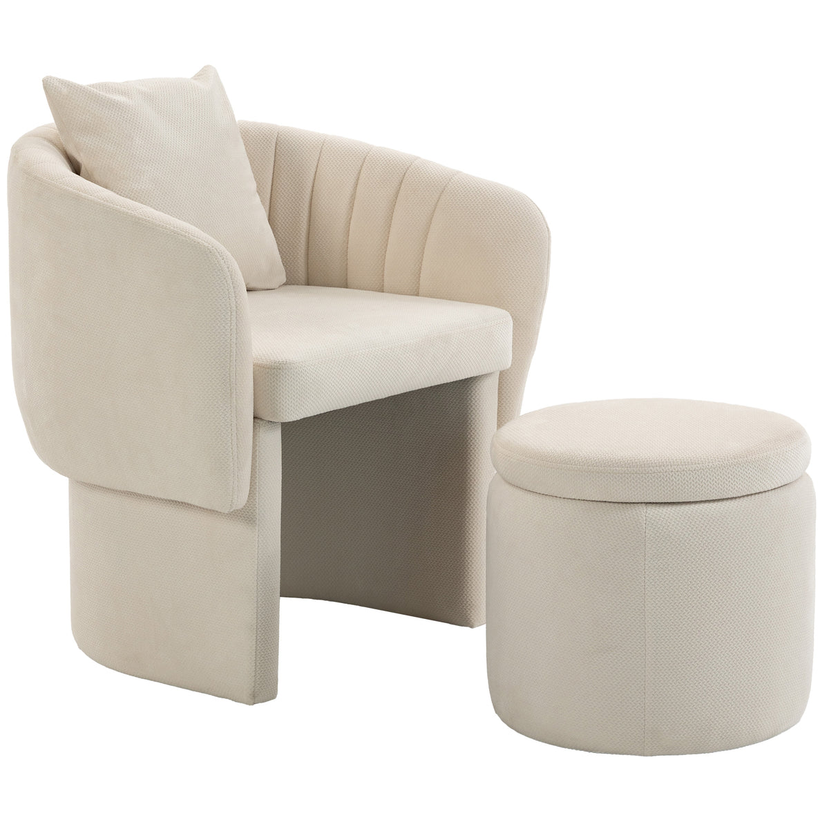 HOMCOM Relaxsessel mit Hocker Loungesessel mit Geschwungene Rückenlehne, Armlehnen, Nordischer Chenille