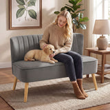 HOMCOM Sofa Retrodesign 2-Sitzer-Sofa, Holzbeine, 117 cm x 56,5 cm x 77 cm, Dunkelgrau – Produktabbildung 8