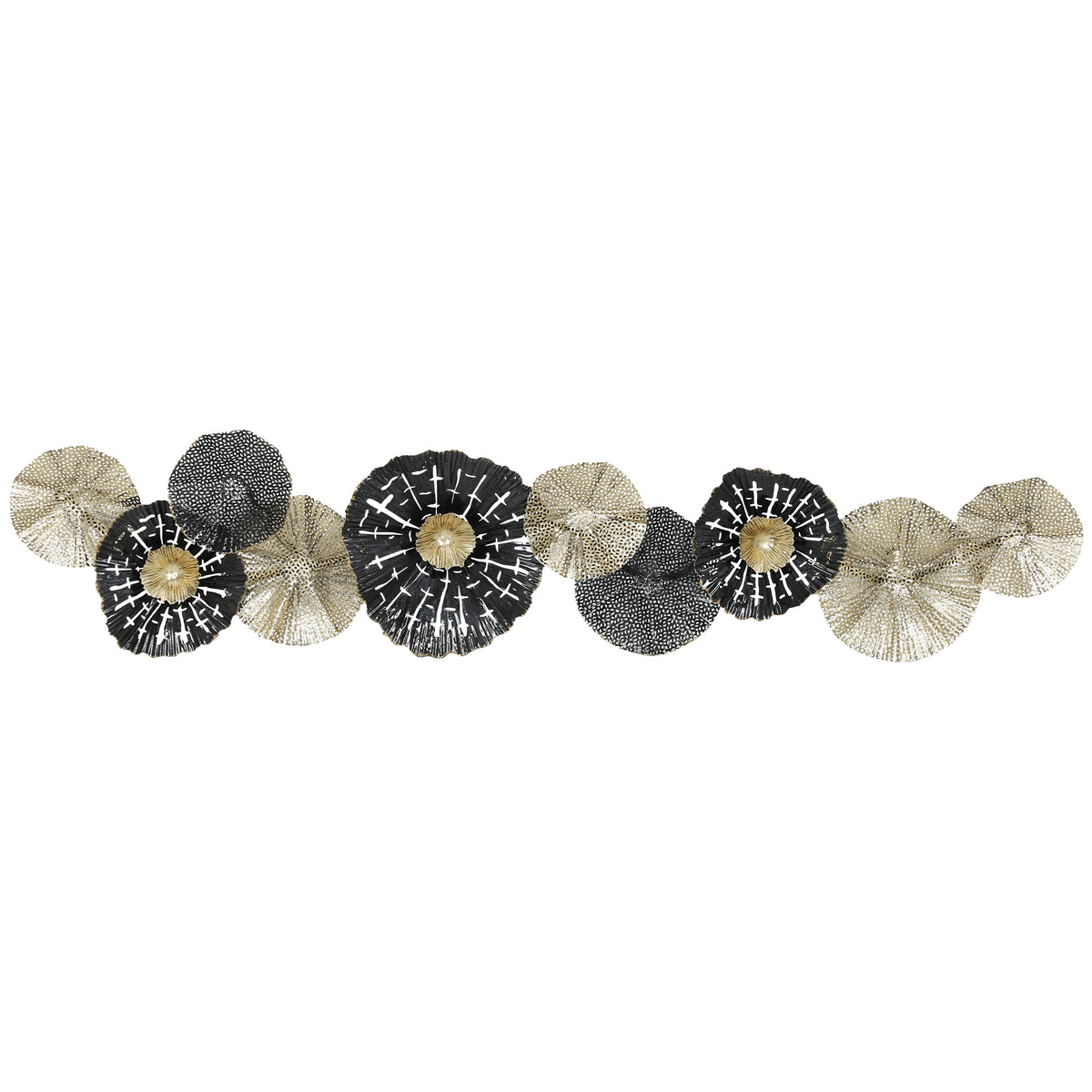 HOMCOM Wandbild, Wandschmuck mit Metallrahmen, moderner Stil, Schwarz+Gold