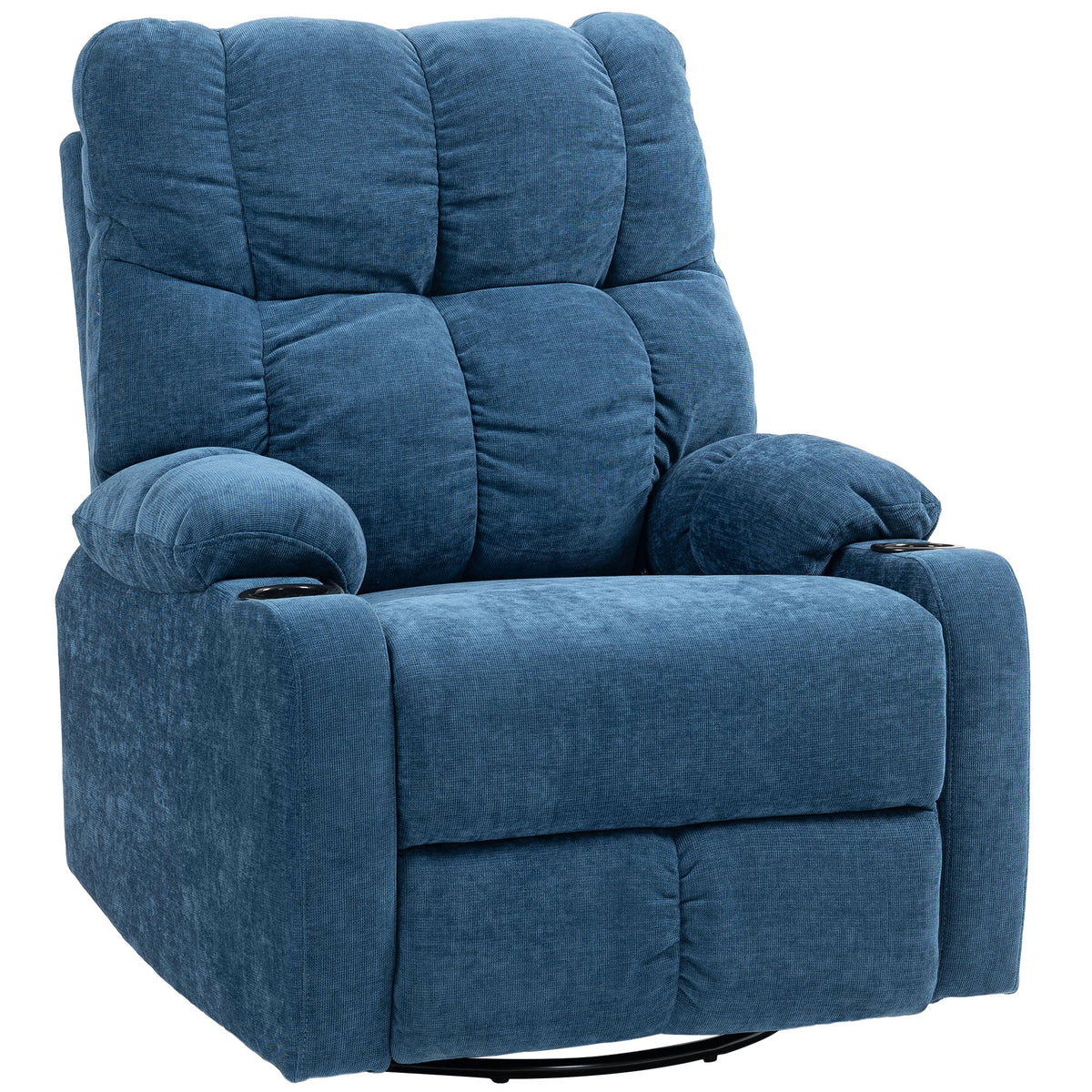 HOMCOM Relaxsessel mit Fußstütze, Liegesessel, drehbar, bis 150 kg, Stahlrahmen, 88x96x108cm, Dunkelblau