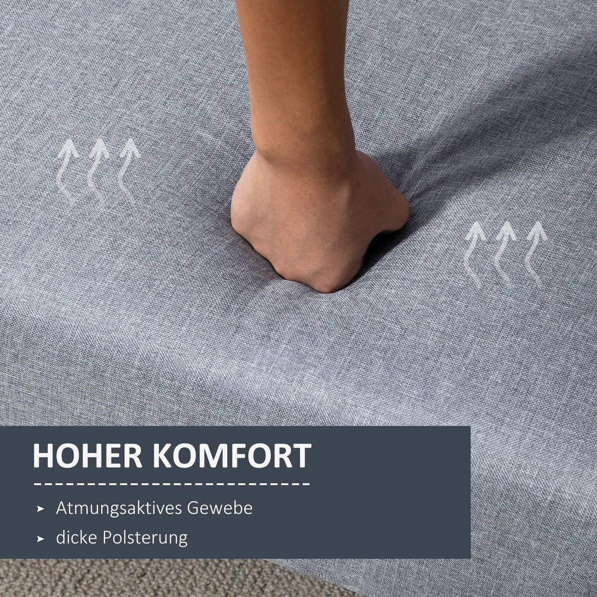 HOMCOM Schlafsofa, 2-Sitzer Stoffsofa, Sofa mit Schlaffunktion, leinenartiges Polyester, Kautschukholz – Produktabbildung 4