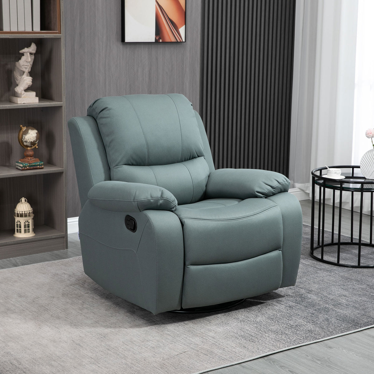 HOMCOM Relaxsessel mit Neigungsverstellung bis 135° 360 Grad drehbar 93 cm x 100 cm x 98 cm Stahlgestell – Produktabbildung 2
