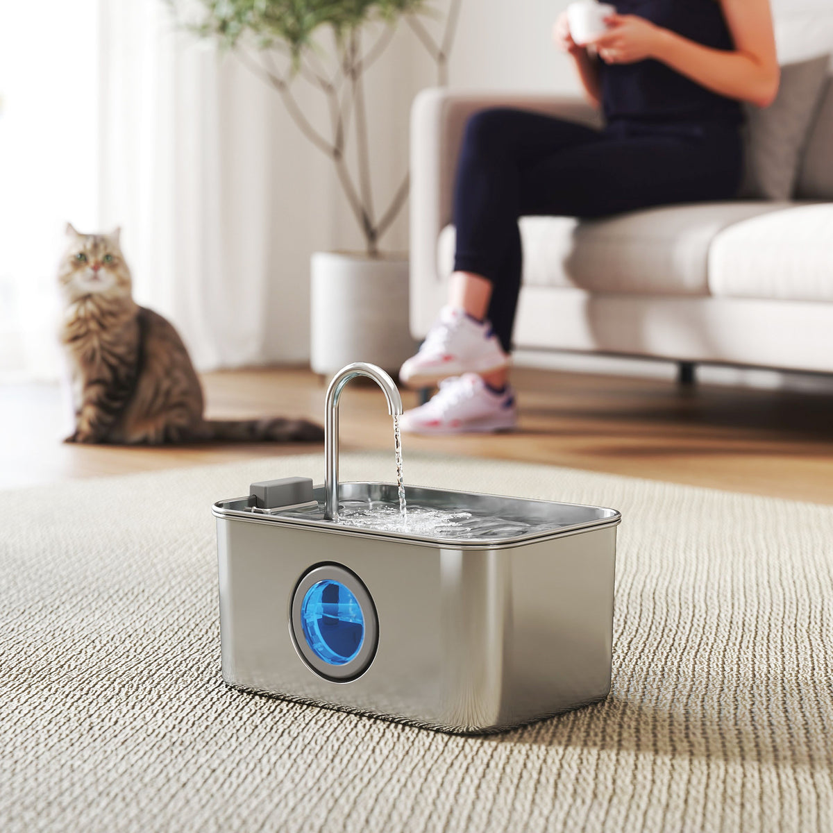 PawHut Katzenbrunnen 3,2L Trinkbrunnen für Katzen mit leiser Pumpe Aktivkohlefilter – Produktabbildung 2