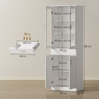 HOMCOM Küchenschrank Buffetschrank mit verstellbar Regal Schublade 2 Schrank Hochschrank mit Glastür 60 – Produktabbildung 3