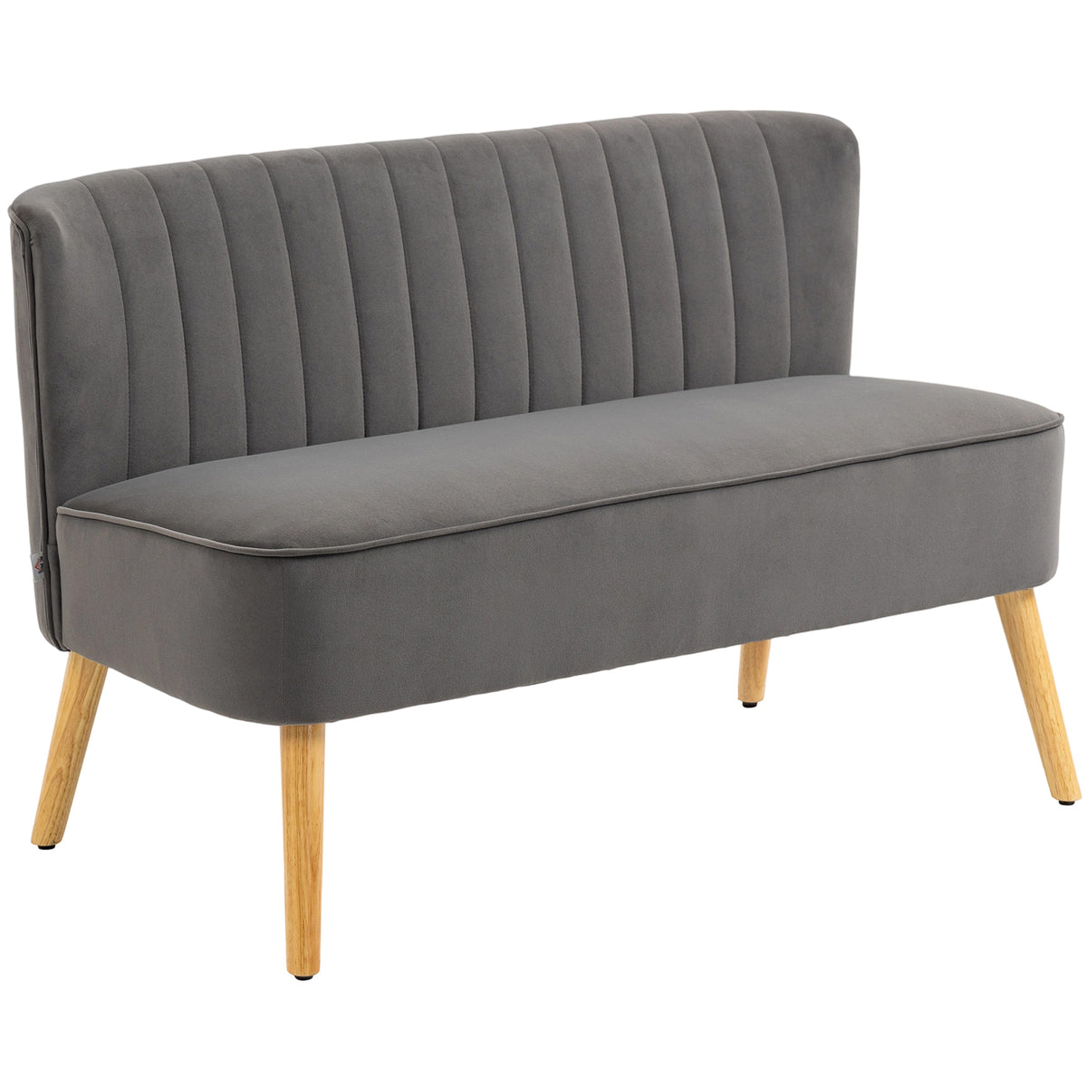 HOMCOM Sofa Retrodesign 2-Sitzer-Sofa, Holzbeine, 117 cm x 56,5 cm x 77 cm, Dunkelgrau