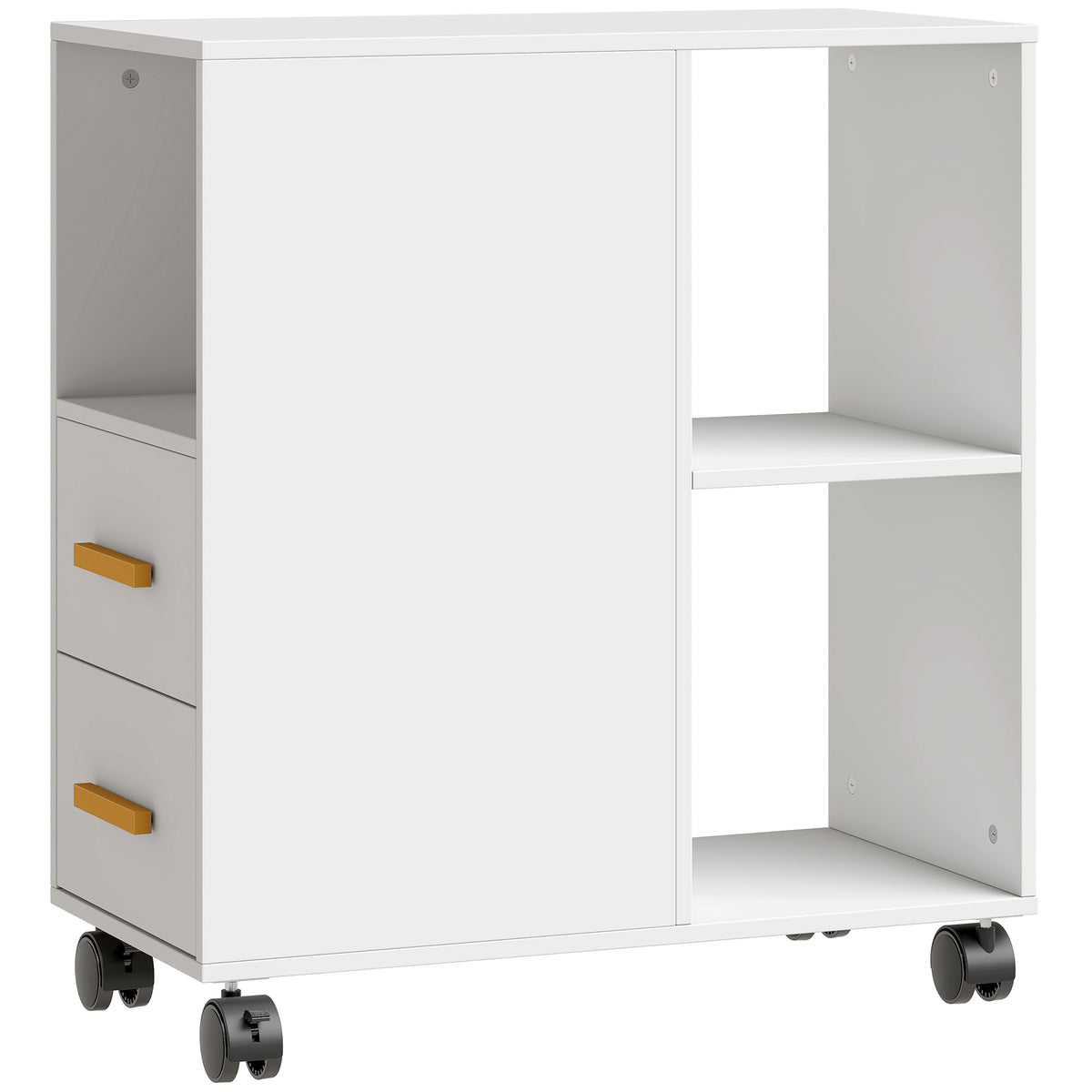 HOMCOM Druckerständer Druckertisch mit Verstellbar Ablage, Rollen für Fax Scanner 60 x 30 x 65 cm Weiß