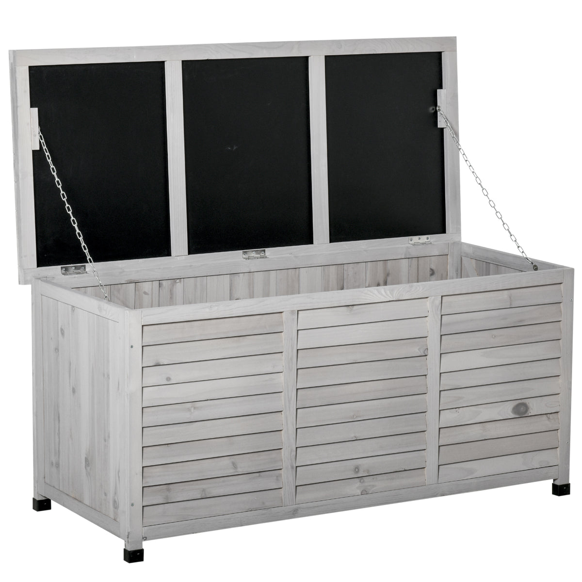 Outsunny Gartenbox, wetterbeständig, luftdurchlässig, Kissenbox, Aufbewahrungsbox, Fichtenholz, grau, 127 x