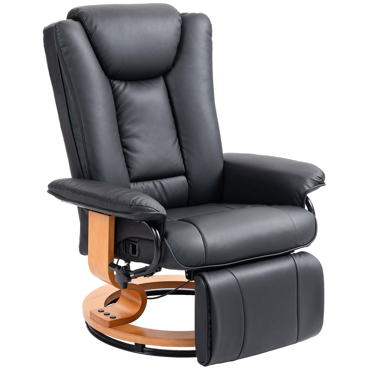 HOMCOM Relaxsessel mit Liegefunktion, drehbar, bis 150 kg, Kunstlederbezug, Stahlrahmen, Schwarz