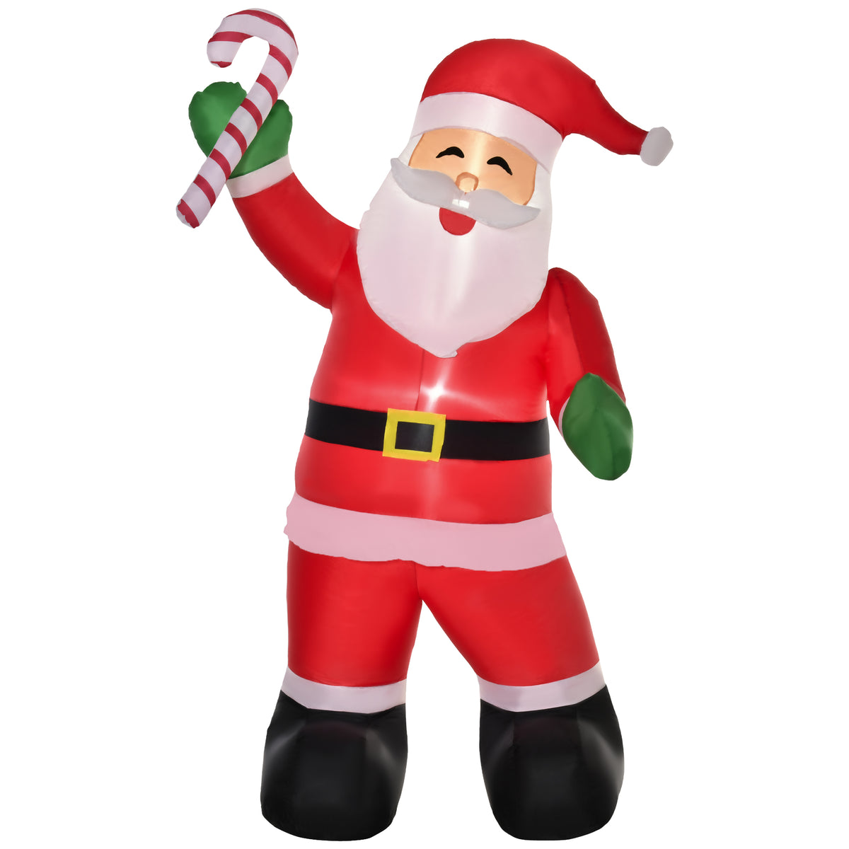 HOMCOM Aufblasbarer Weihnachtsmann mit LED-Beleuchtung inkl. Gebläse, Halteseilen, Bodenspieße