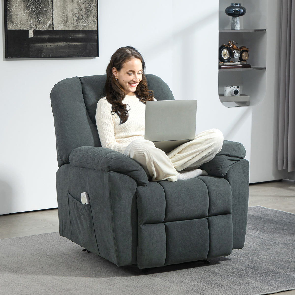 HOMCOM Elektrischer Relaxsessel mit Massage- und Wärme-Funktionen, Polstersessel mit USB-Anschluss – Produktabbildung 2