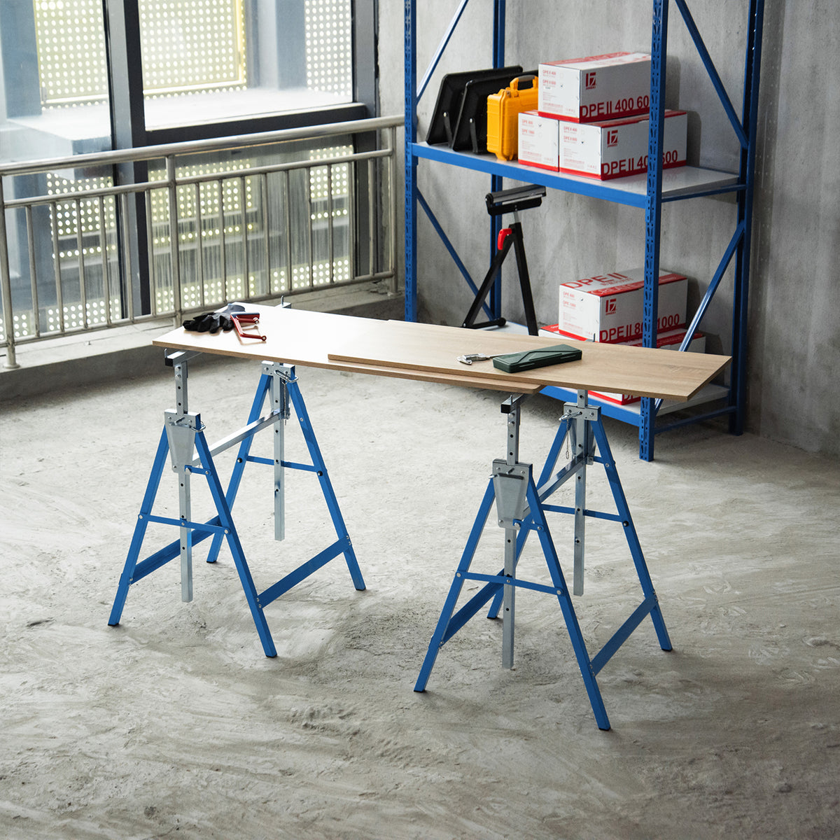 HOMCOM 2er Set Arbeitsbock Belastbarkeit bis 200 kg klappbar Sägebock höhenverstellbar 80-130 cm – Produktabbildung 2