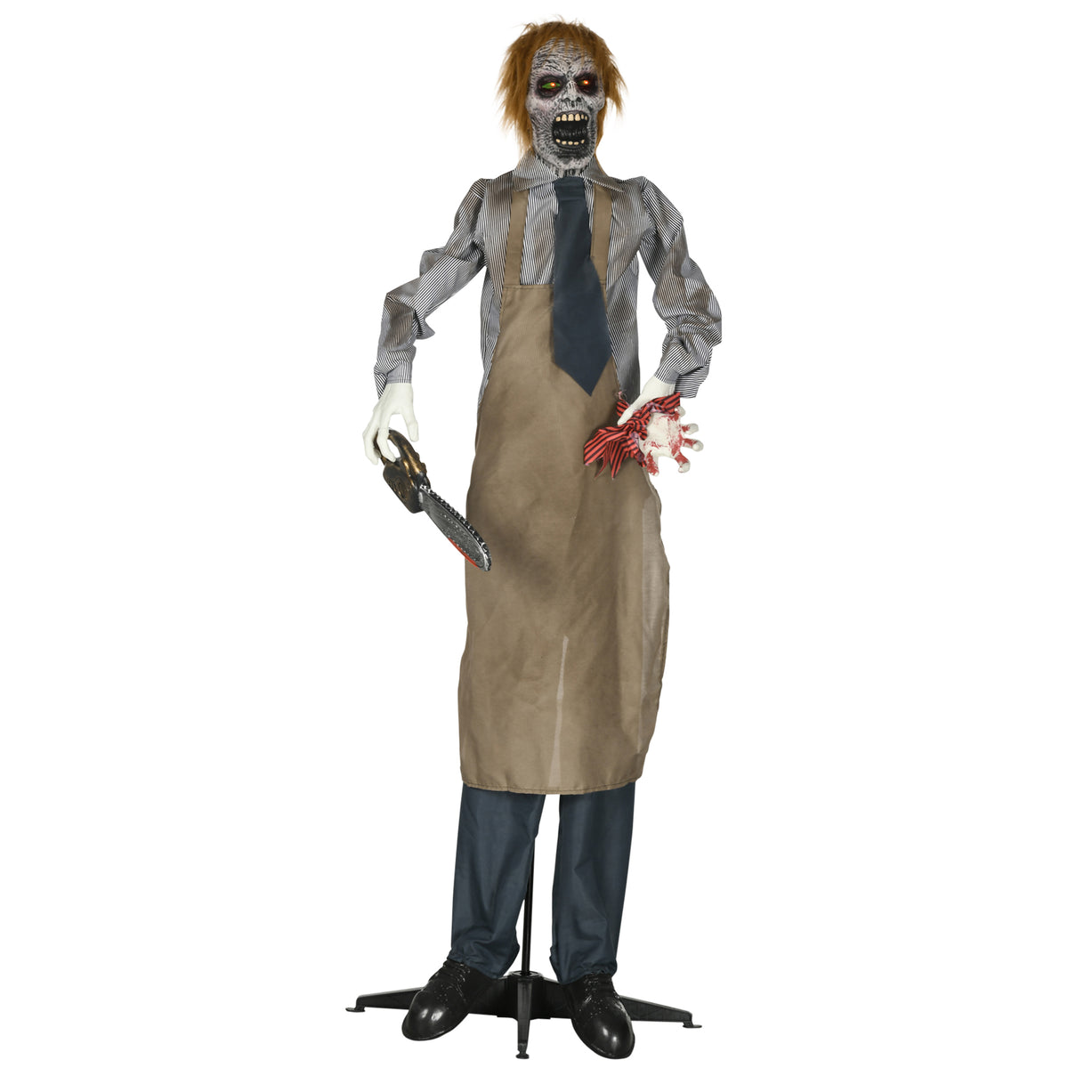 HOMCOM Halloweendeko, Kettensägenmörder, beweglich, Motorsägensound, Schaltautomatik, 1,70 m