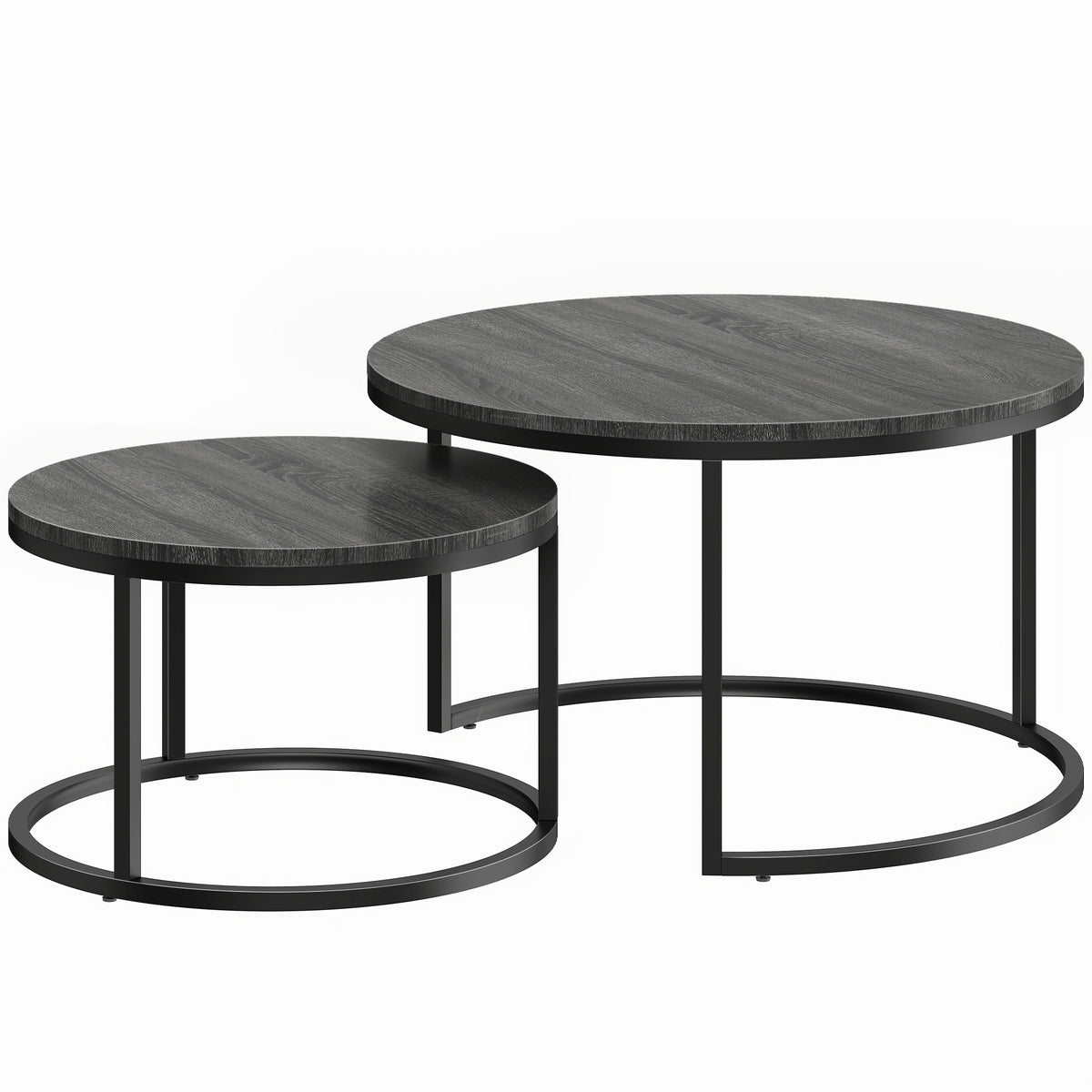 HOMCOM Modernes Kaffeetisch 2er-Set, Stapelbare Beistelltische mit Metallgestell für Wohnzimmer
