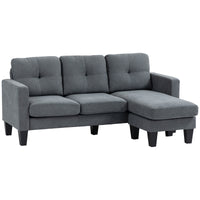 HOMCOM Ecksofa in L-Form, beidseitig anbringbare Chaiselongue, Polstersofa, Dunkelgrau