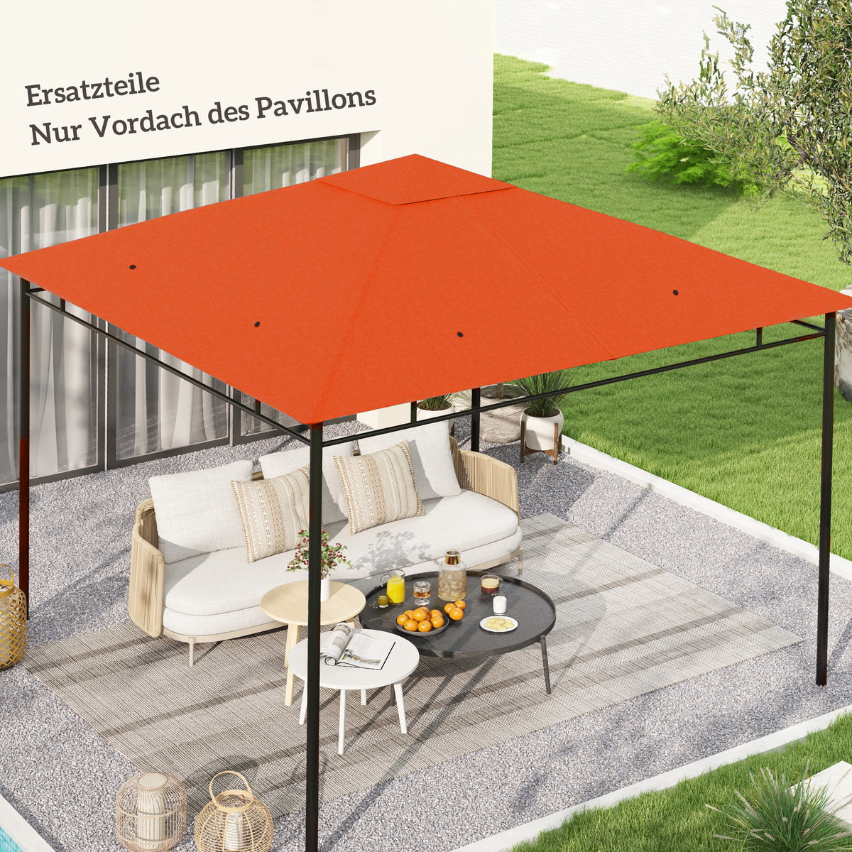 Outsunny Ersatzdach für Gartenpavillon, Polyester, 2,98 x 2,98 m, Orange – Produktabbildung 2