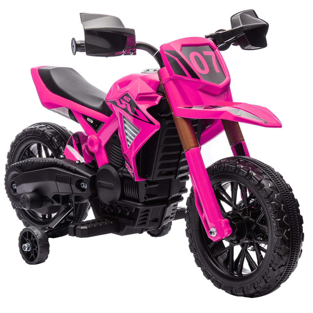 Elektro-Motorrad für Kinder, 12V Kindermotorrad mit Stützrädern, Kinderfahrzeug mit Hupe und Startgeräusch, 3