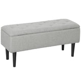 HOMCOM Sitztruhe, Sitzbank mit Stauraum, bis 120kg, Samtoptik, 95x38x45cm, Grau – Produktabbildung 8