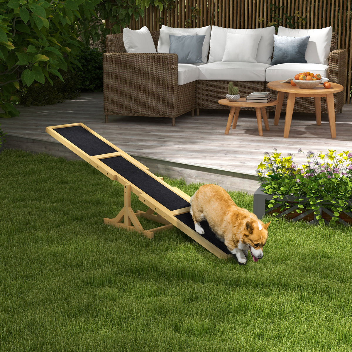 PawHut Hundewippe für Agility Training, rutschfest, bis 50 kg belastbar, 180 x 30 x 30 cm – Produktabbildung 2