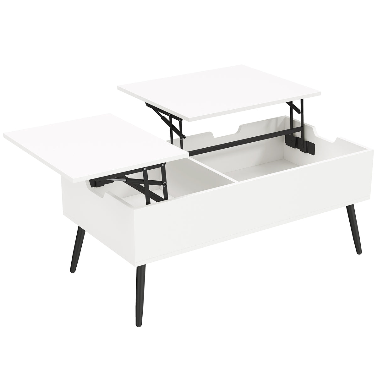 HOMCOM Couchtisch Höhenverstellbar Wohnzimmertisch mit Verstecktem Stauraum für Wohnzimmer, 50 x 100 cm, Weiß