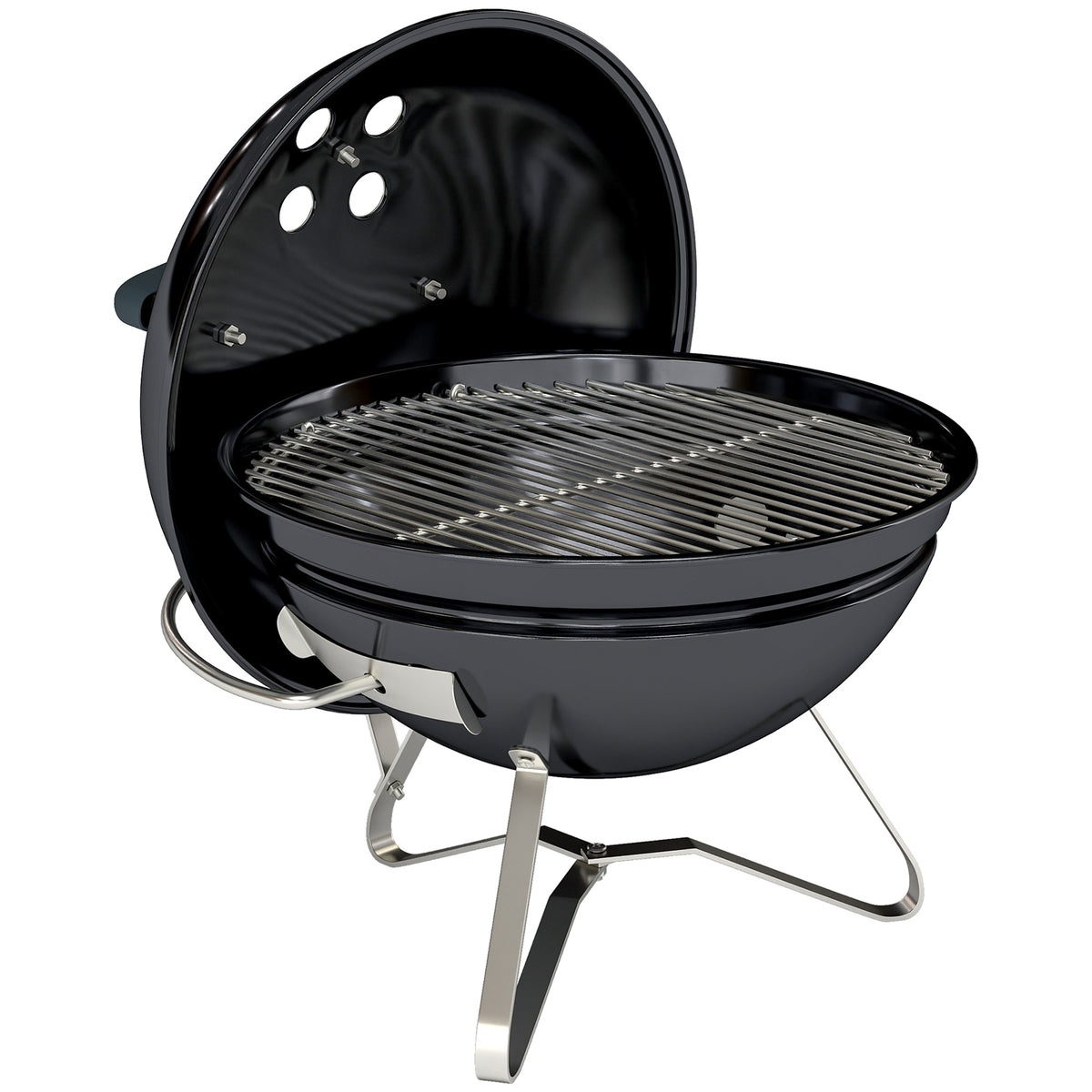 Outsunny Holzkohlegrill Tragbarer Kugelgrill mit Deckel Griff verstellbaren Lüftungsschlitzen für Barbeque