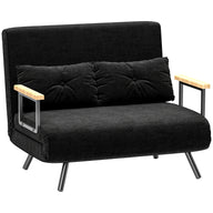HOMCOM Schlafsofa 2er-Sofa Samtsofa, Schlaffunktion, inkl. 2 Kissen, Samtoptik, Schwarz