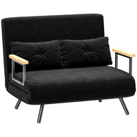 HOMCOM Schlafsofa 2er-Sofa Samtsofa, Schlaffunktion, inkl. 2 Kissen, Samtoptik, Schwarz