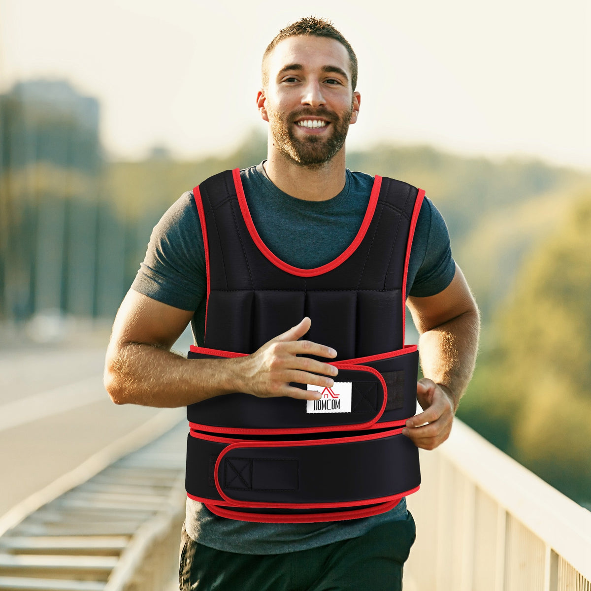 HOMCOM 20 kg Gewichtsweste Trainingsweste mit doppelten Gurten verstellbar Krafttraining Fitness Oxford – Produktabbildung 2